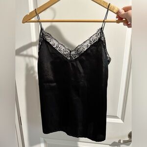Boohoo black satin lace crop top
